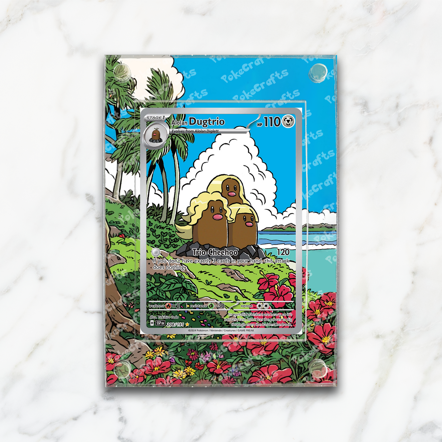 Alolan Dugtrio Surging Sparks Pokemon Extended Artwork Magnetic Acrylic Case (SSP 208)