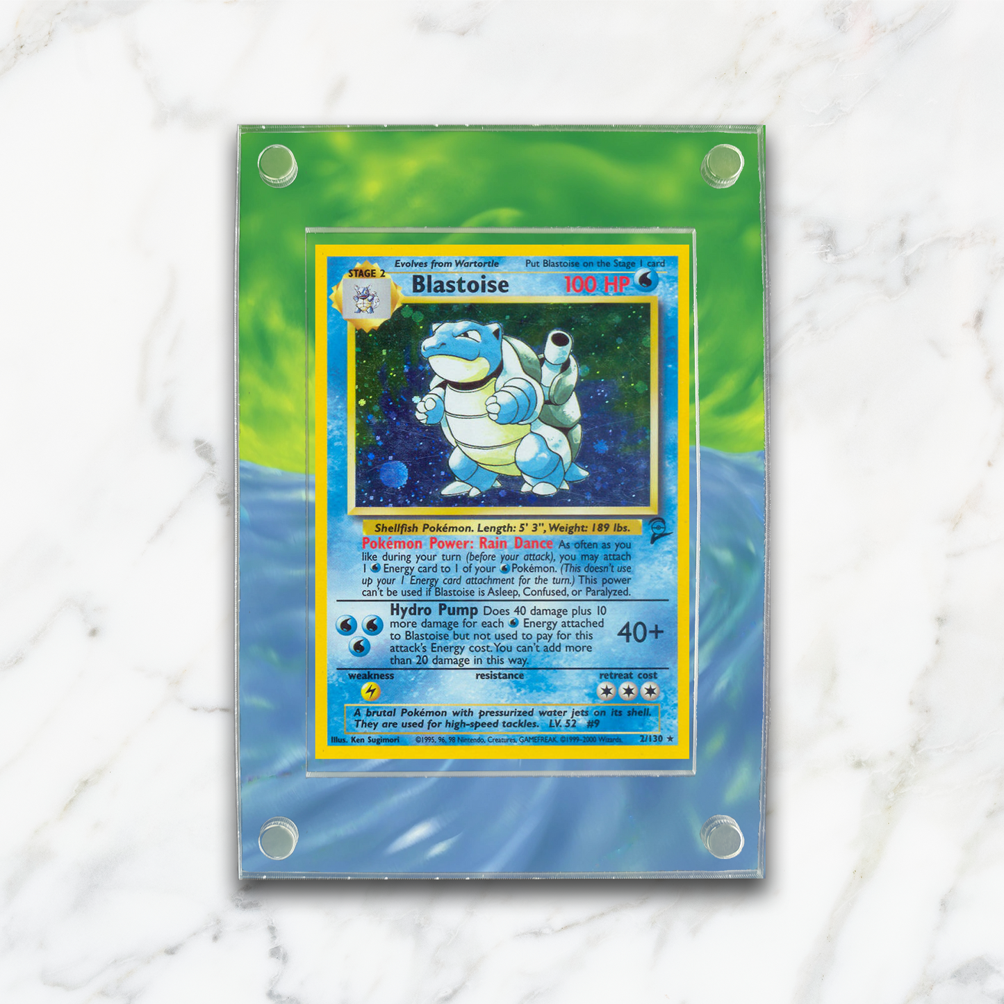 Blastoise Base Set Pokemon Extended Artwork Magnetic Acrylic Case (BS 2/102)