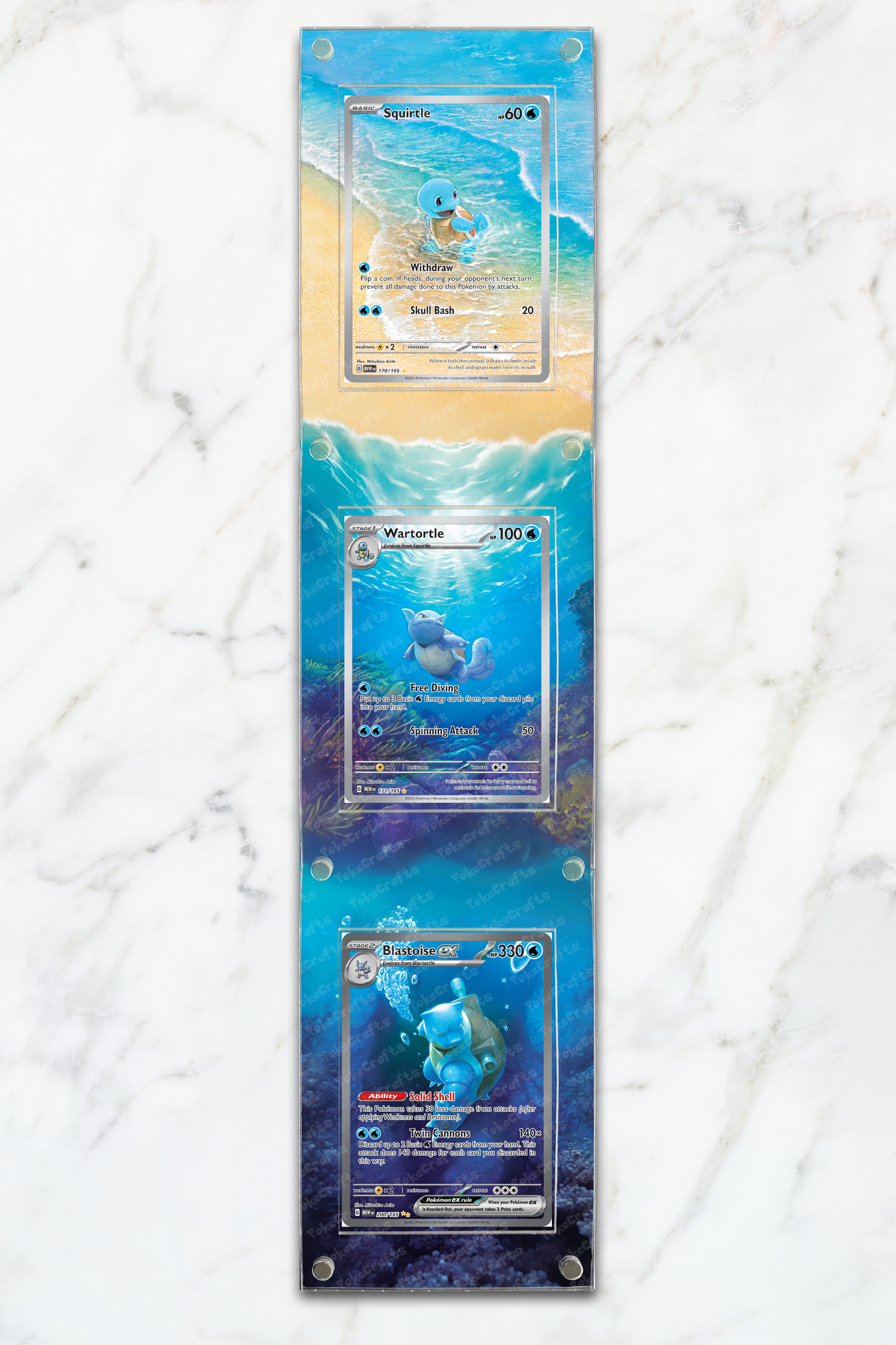 Blastoise Evolution Line 151 3-in-1 Pokemon Extended Artwork Magnetic Acrylic Cases