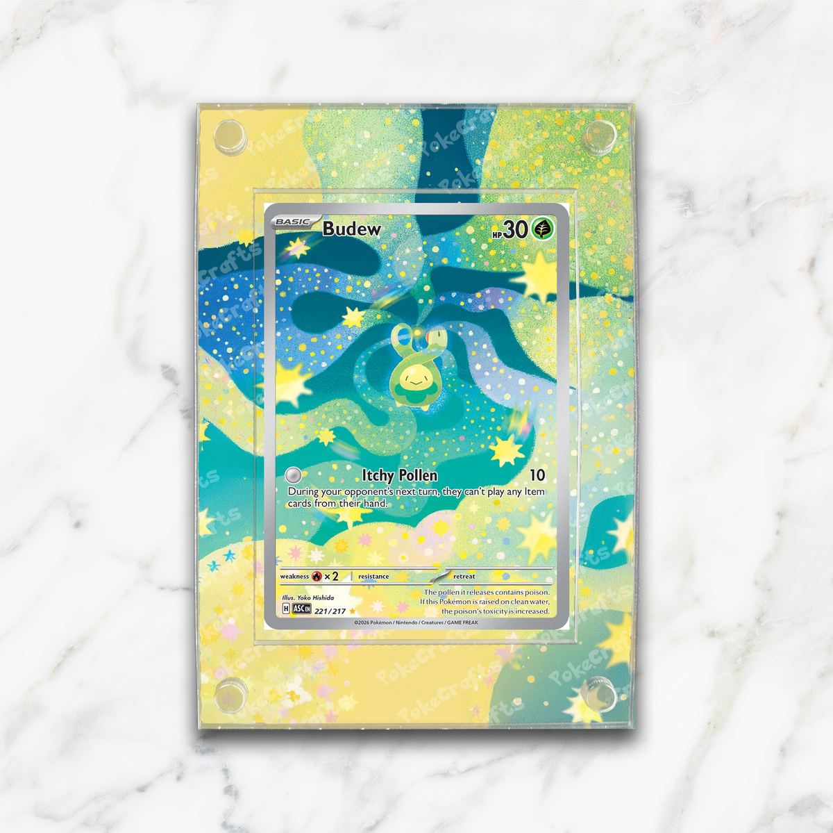 Budew Ascended Heroes Pokemon Extended Artwork Magnetic Acrylic Case (ASC 221)