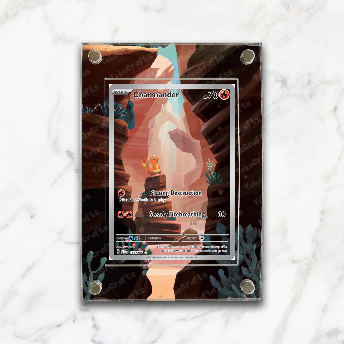 Charmander 151 Pokemon Extended Artwork Magnetic Acrylic Case (MEW 168)