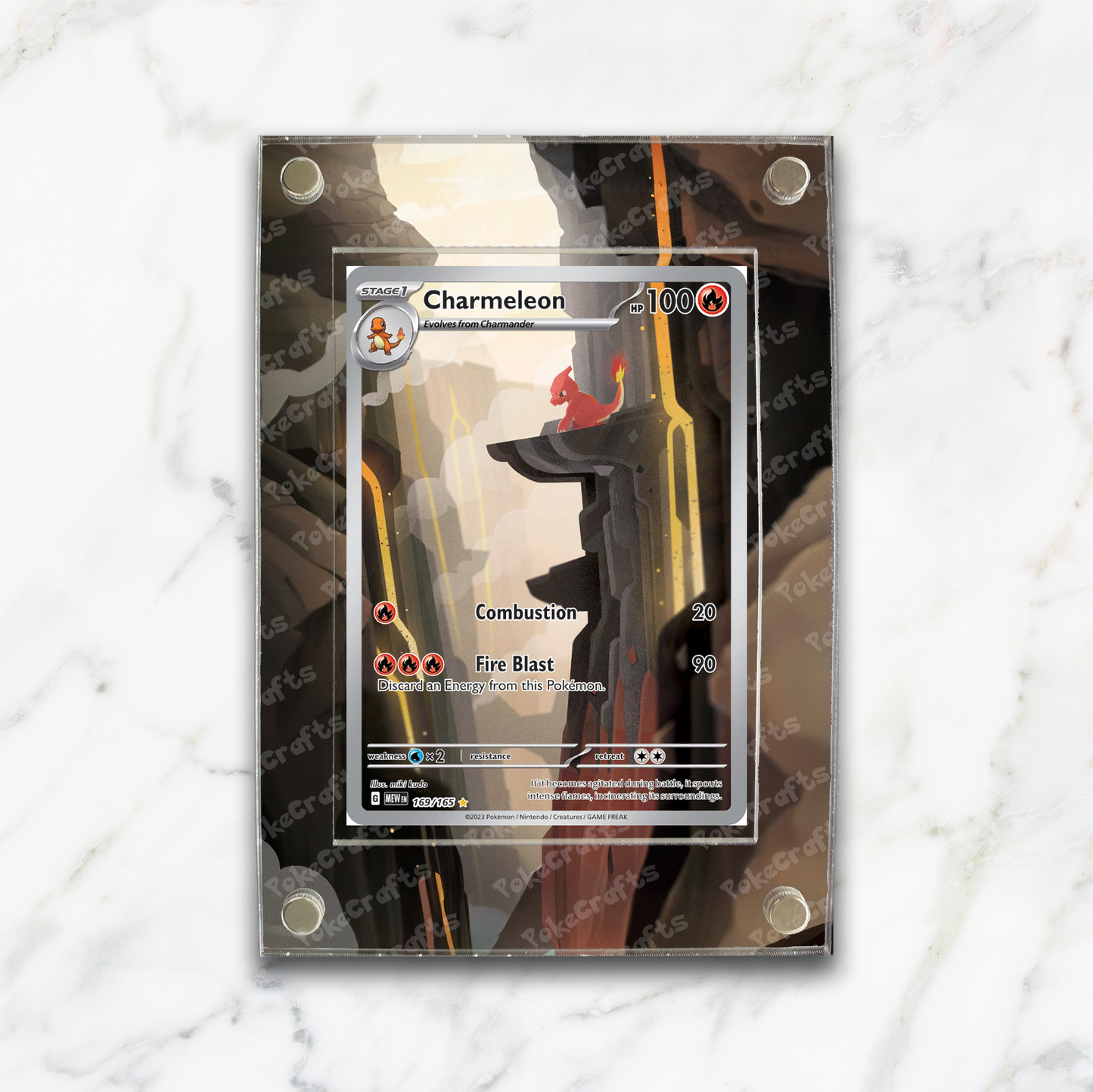 Charmeleon 151 Pokemon Extended Artwork Magnetic Acrylic Case (MEW 169)