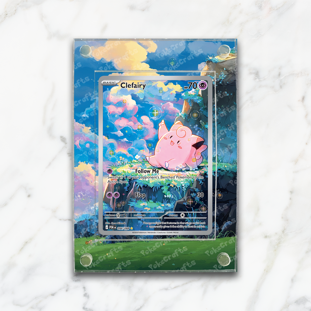 Clefairy Perfect Order Pokemon Extended Artwork Magnetic Acrylic Case (POR 094)