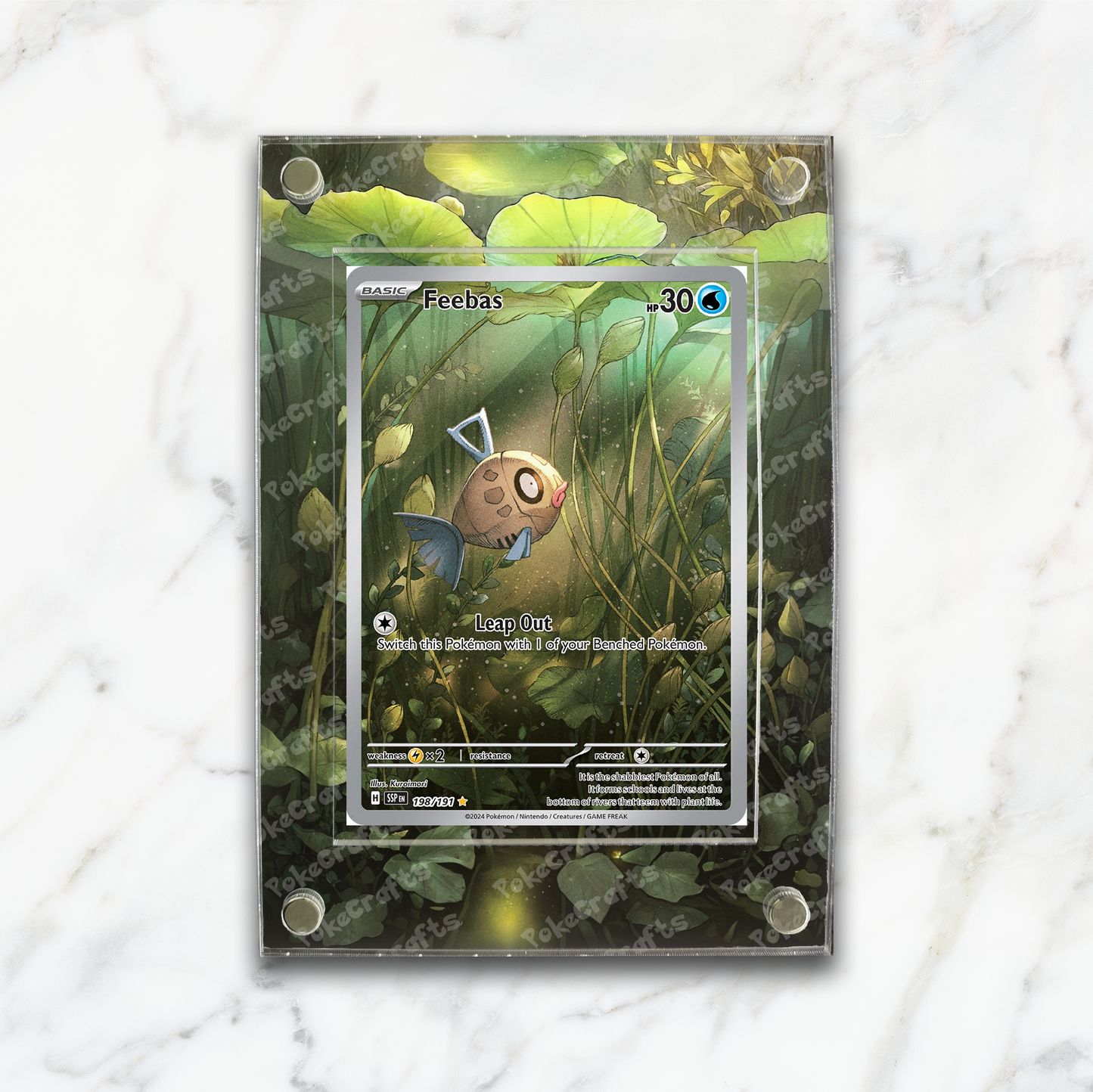 Feebas Surging Sparks Pokemon Extended Artwork Magnetic Acrylic Case (SSP 198)