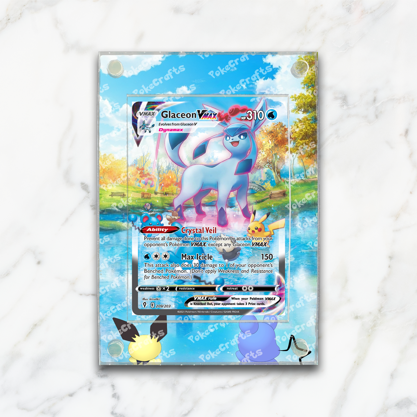 Glaceon VMAX Evolving Skies Pokemon Extended Artwork Magnetic Acrylic Case (EVS 209)