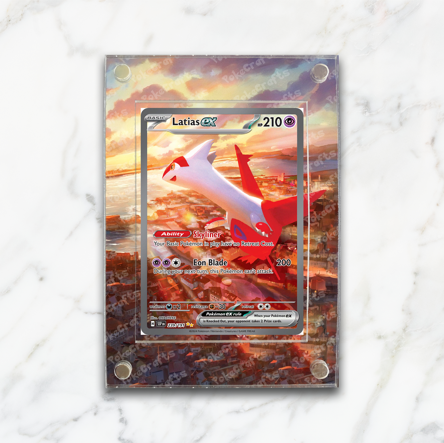 Latias ex Surging Sparks Pokemon Extended Artwork Magnetic Acrylic Case (SSP 239)