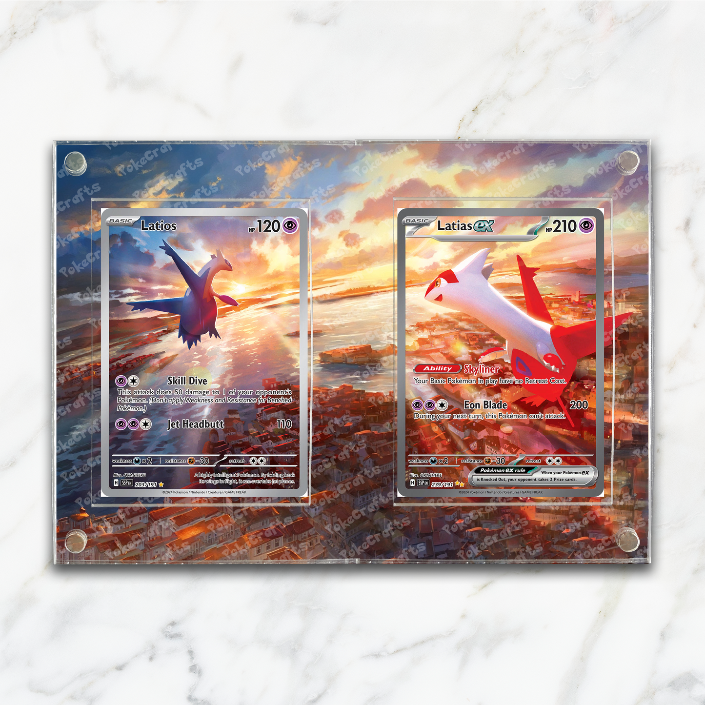 DUAL Latios Latias ex Surging Sparks Pokemon Extended Artwork Magnetic Acrylic Case (SSP 203 239)
