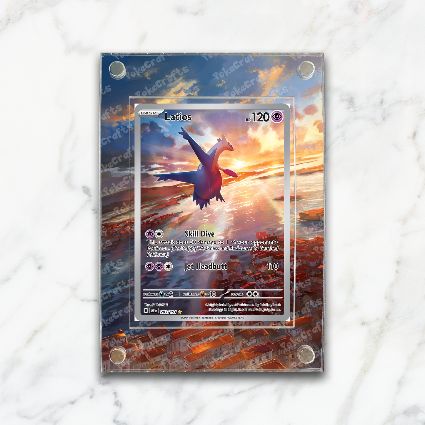 Latios Surging Sparks Pokemon Extended Artwork Magnetic Acrylic Case (SSP 203)