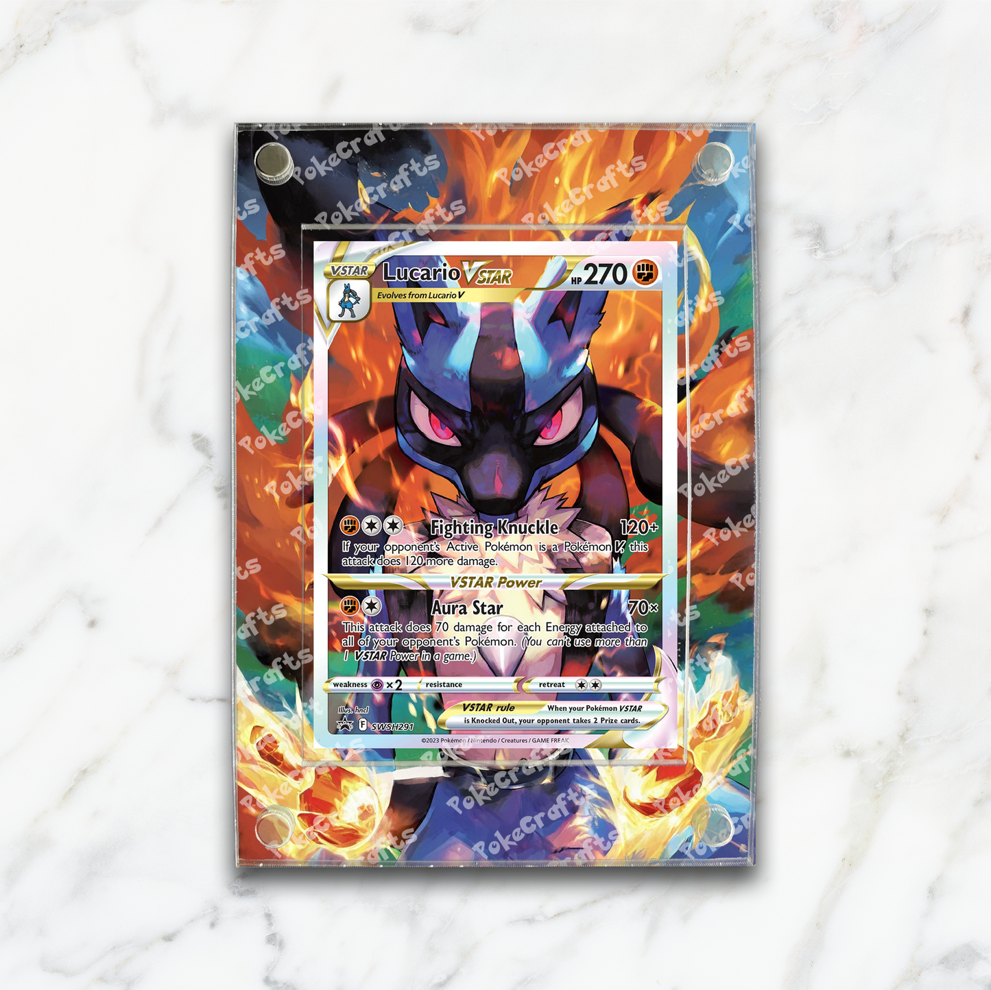 Lucario VSTAR Promo Pokemon Extended Artwork Magnetic Acrylic Case (SWSH 291)