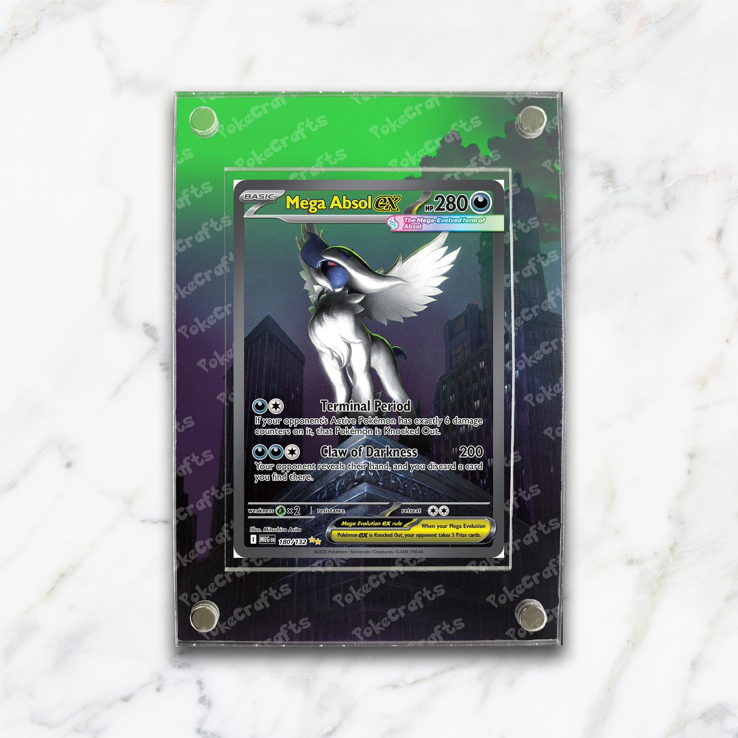 Mega Absol ex Mega Evolution Pokemon Extended Artwork Magnetic Acrylic Case (MEG 180)