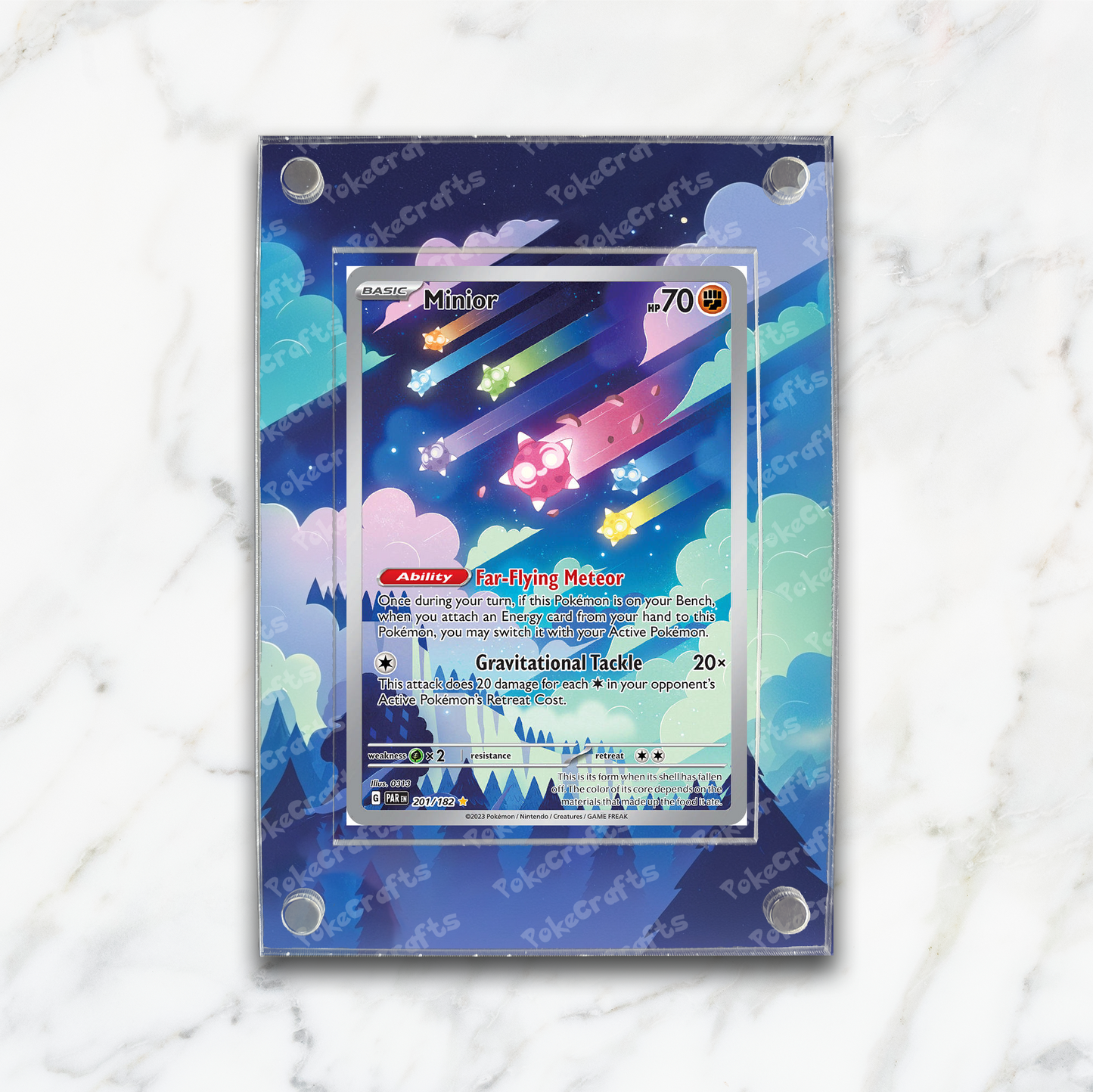 Minior Paradox Rift Pokemon Extended Artwork Magnetic Acrylic Case (PAR 201)