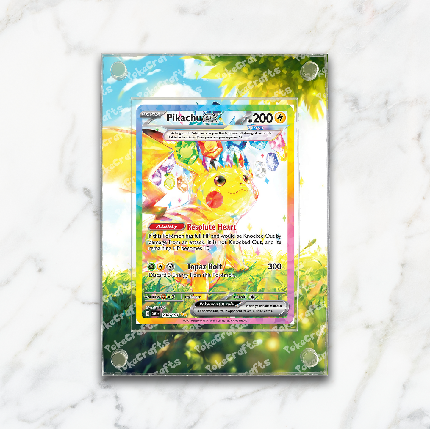 Pikachu ex Surging Sparks Pokemon Extended Artwork Magnetic Acrylic Case (SSP 238)