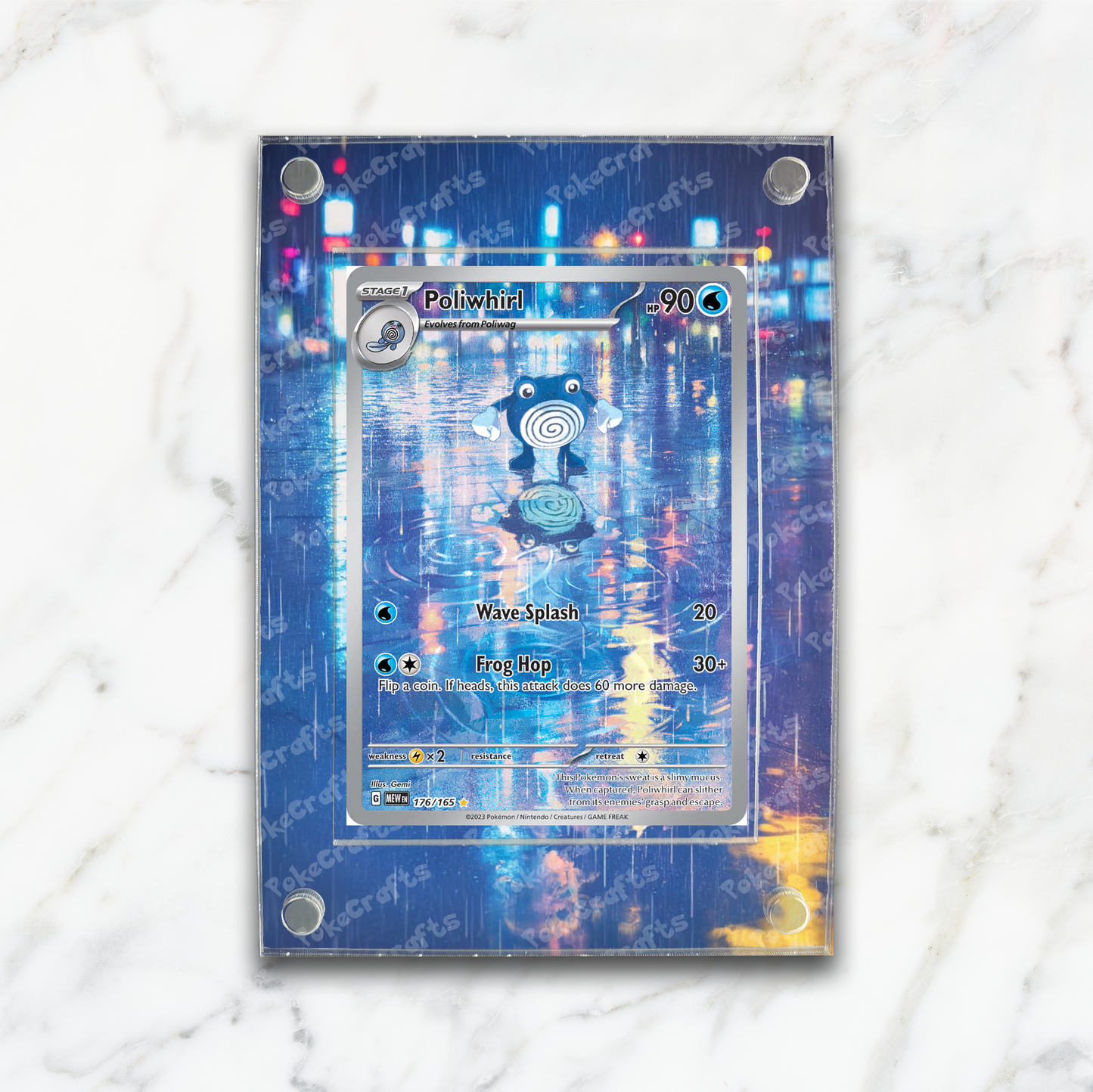 Poliwhirl 151 Pokemon Extended Artwork Magnetic Acrylic Case (MEW 176)