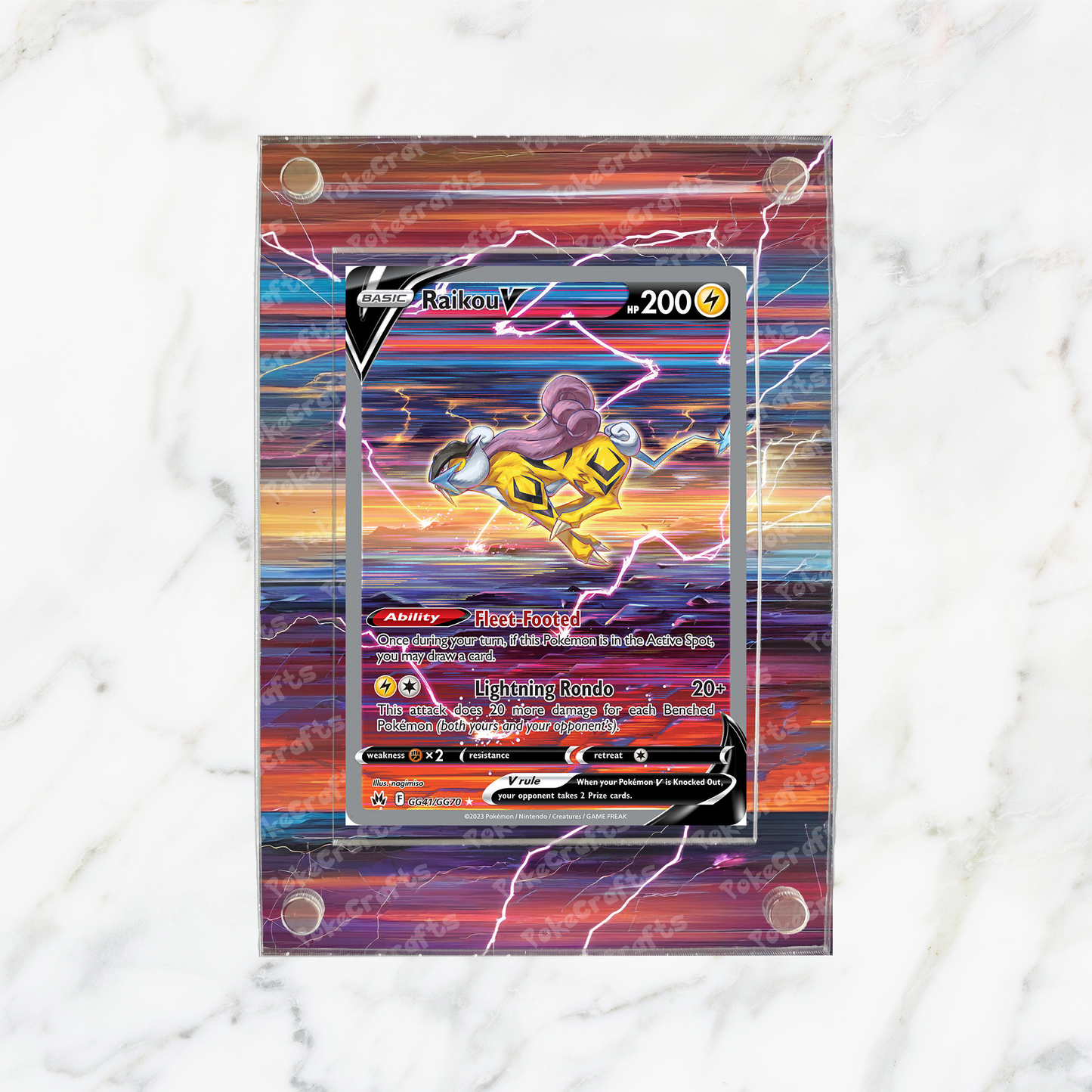 Raikou V Crown Zenith Pokemon Extended Artwork Magnetic Acrylic Case (CRZ 201)