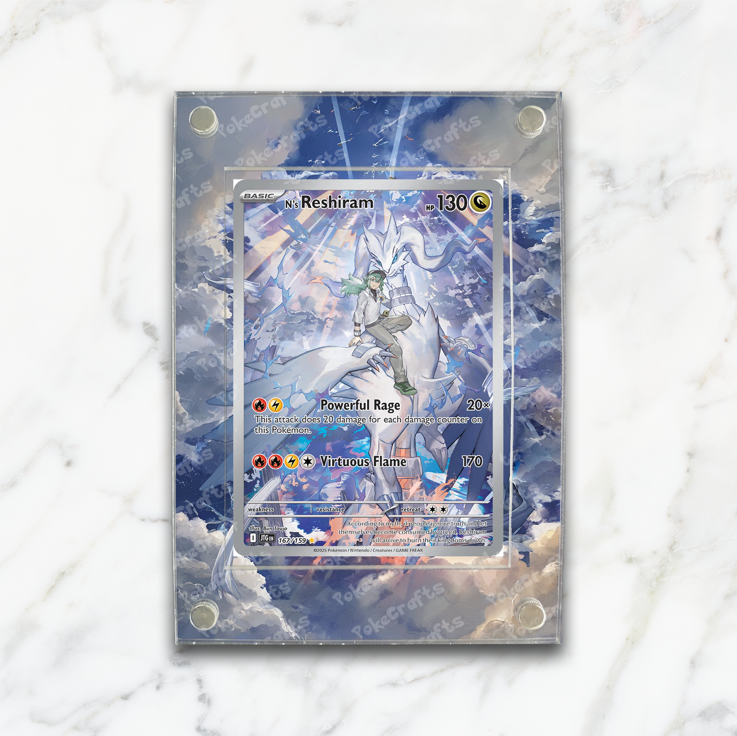 N's Reshiram Journey Together Pokemon Extended Artwork Magnetic Acrylic Case (JTG 167)