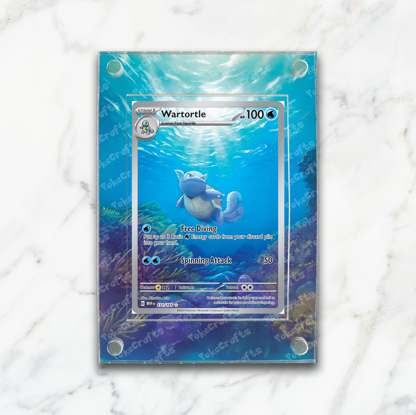 Wartortle 151 Pokemon Extended Artwork Magnetic Acrylic Case (MEW 171)