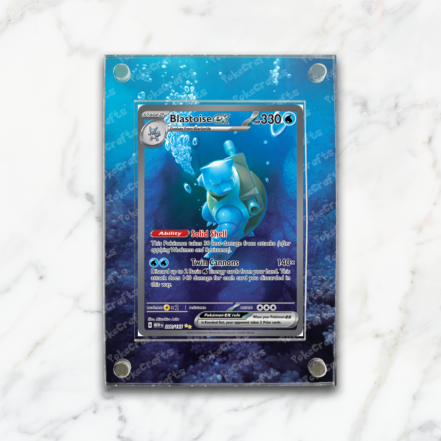 Blastoise ex 151 Pokemon Extended Artwork Magnetic Acrylic Case (MEW 200)