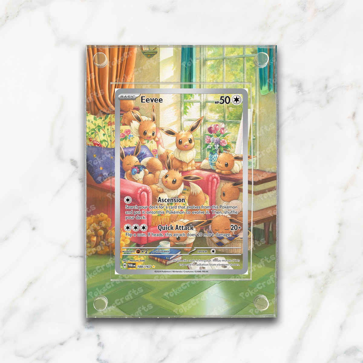 Eevee Twilight Masquerade Pokemon Extended Artwork Magnetic Acrylic Case (TWM 188)