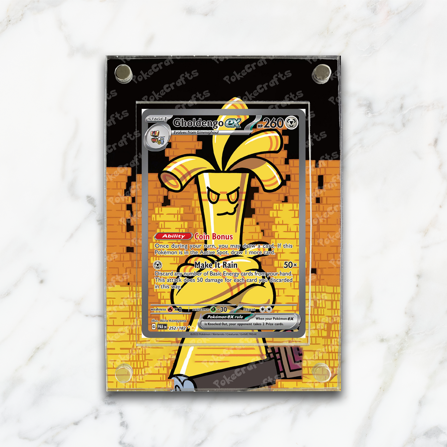 Gholdengo ex Paradox Rift Pokemon Extended Artwork Magnetic Acrylic Case (PAR 252)