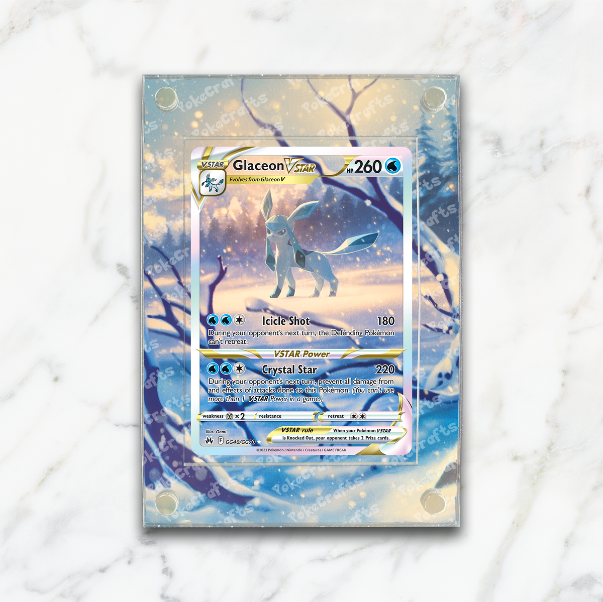 Glaceon VSTAR Crown Zenith Pokemon Extended Artwork Magnetic Acrylic Case (CRZ #GG40)