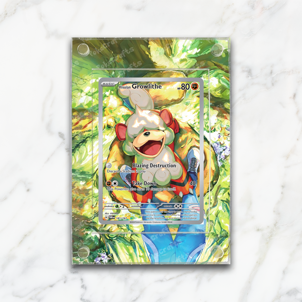 Hisuian Growlithe Twilight Masquerade Pokemon Extended Artwork Magnetic Acrylic Case (TWM 181)