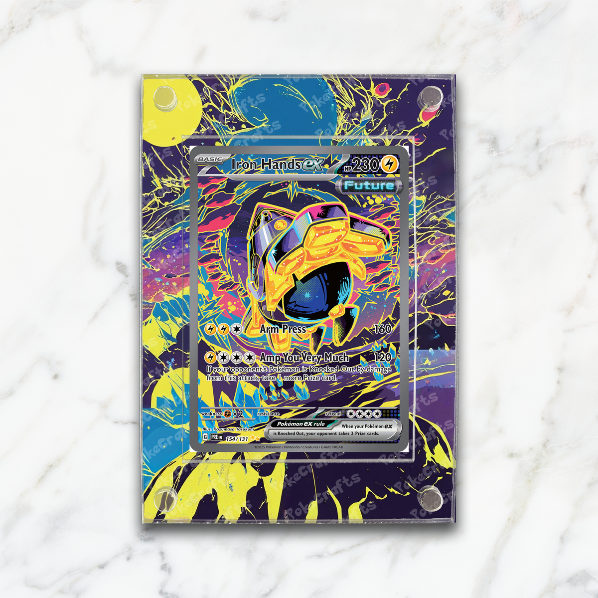 Iron Hands ex Prismatic Evolutions Pokemon Extended Artwork Magnetic Acrylic Case (PRE 154)