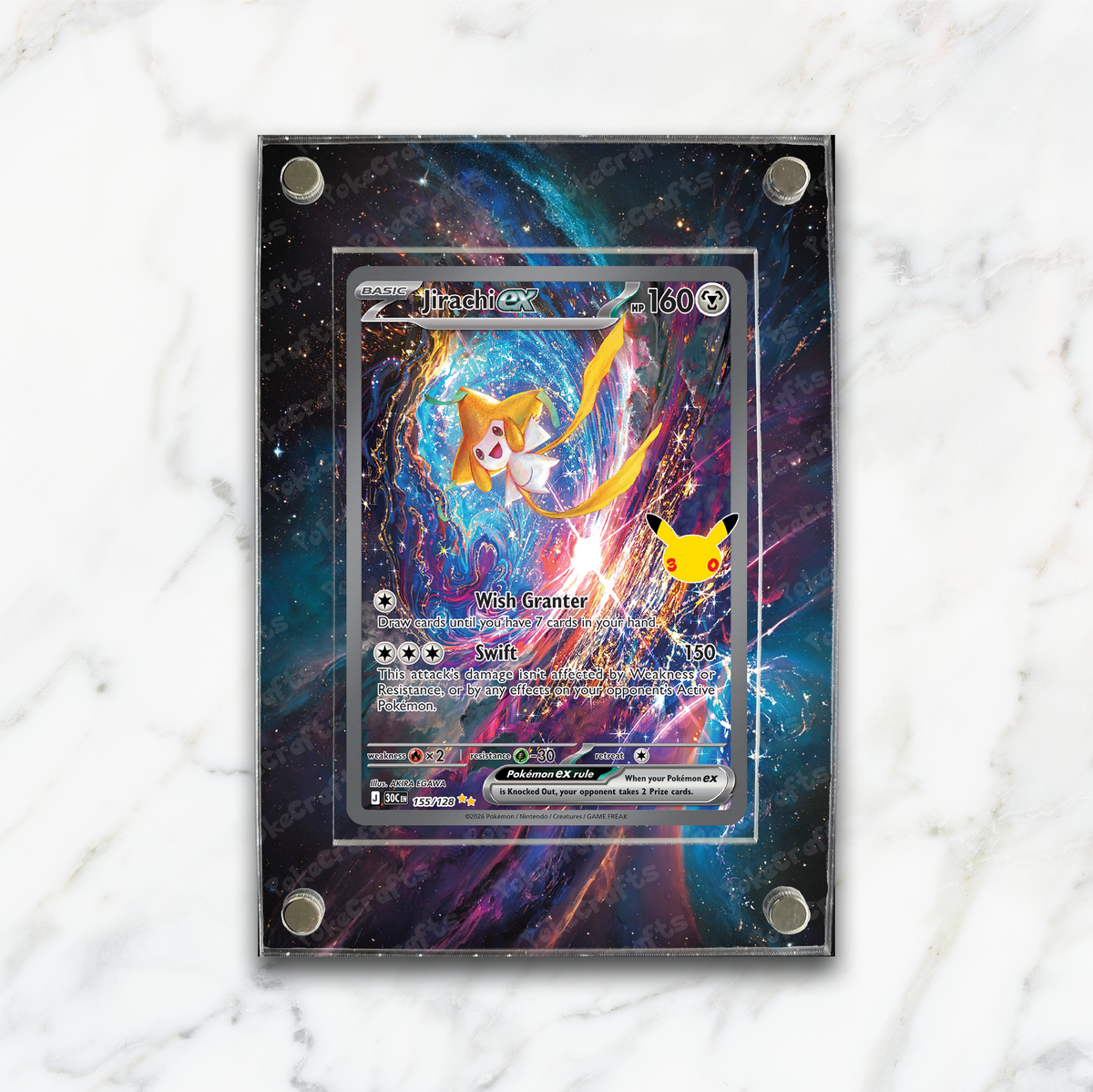 Jirachi ex 30th Celebration Pokemon Extended Artwork Magnetic Acrylic Case (30C 155)