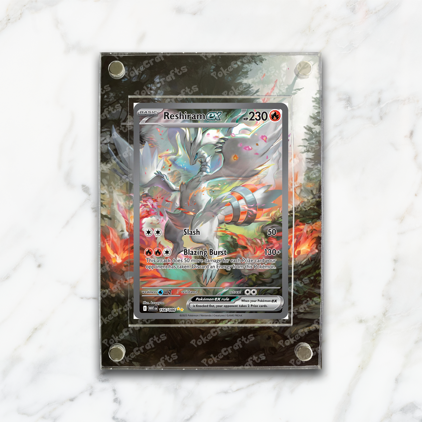 Reshiram White Flare Pokemon Extended Artwork Magnetic Acrylic Case (WHT 166)